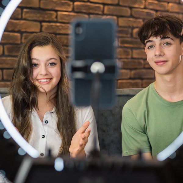 Young blogger influencers shooting themselves